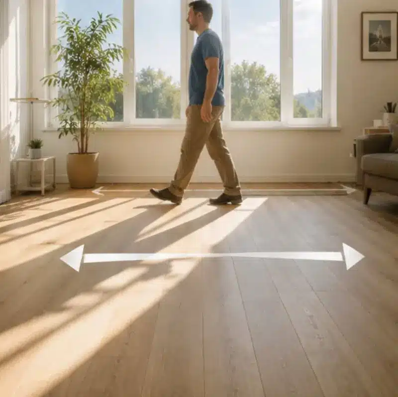 pose d'un parquet flottant dans le sens de la lumière